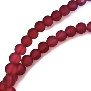 As Low As $2 Cranberry Matte Round Glass Beads 8mm (30)
